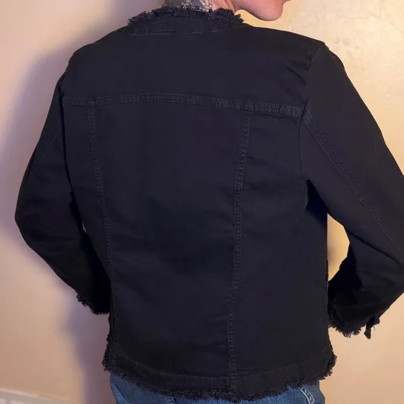 Chico's Black Embellished Jean Jacket - Picture 5 of 7